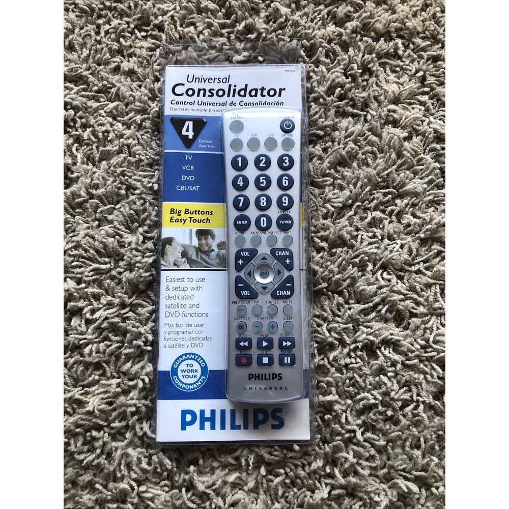 PHILIPS UNIVERSAL REMOTE 4 DEVICES CONSOLIDATOR TV VCR‎ DVD CBL/SAT